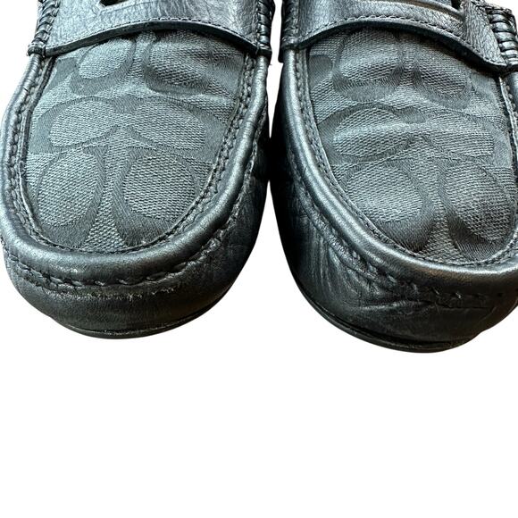 Coach Liam Driver Loafers Black Signature Jacquard Logo Print Coach Slide Sz 8.5 - Picture 16 of 16
